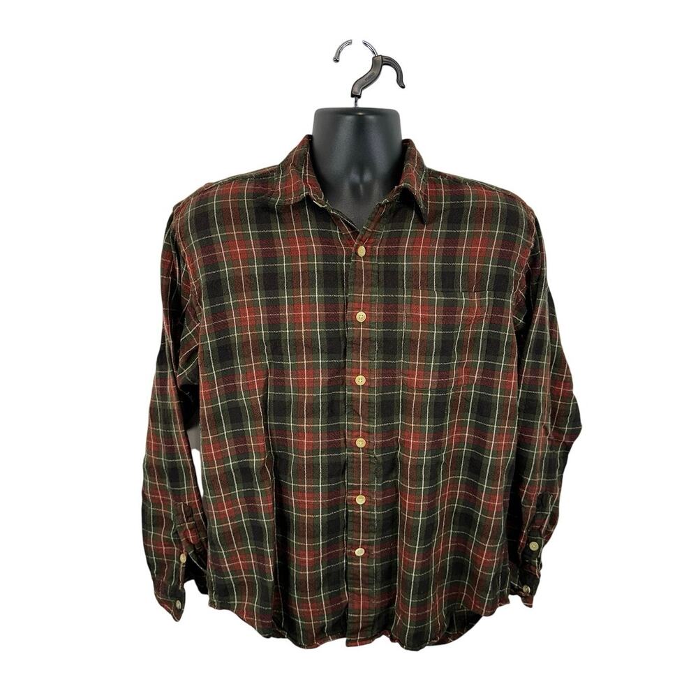 Vintage Polo Ralph Lauren Glover 100% Wool Flannel Plaid Longsleeve Size Large
